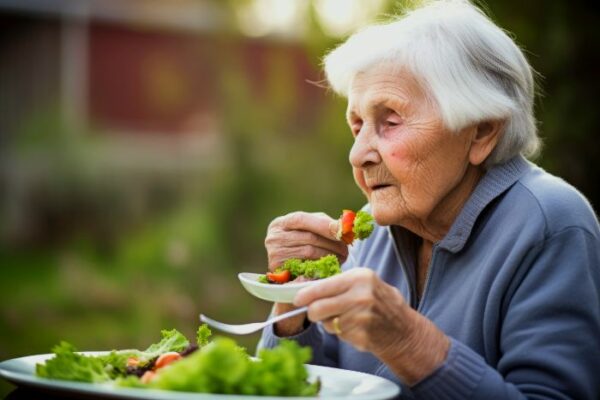 Alter Mensch isst und trinkt nicht mehr